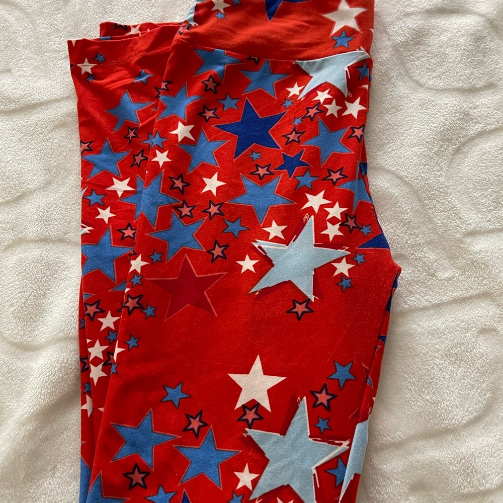 Lularoe OS Red, White and Blue Stars Leggings